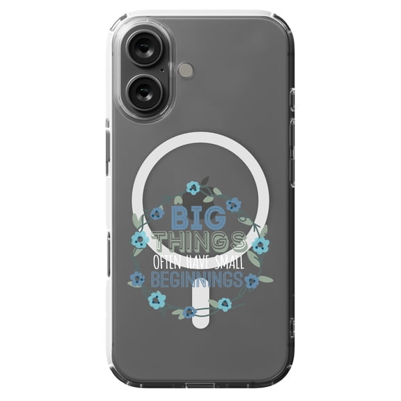 DistinctInk MagSafe Clear Case for Apple iPhone 16 (6.1" Screen) - Big Things Small Beginnings - Shockproof Protection