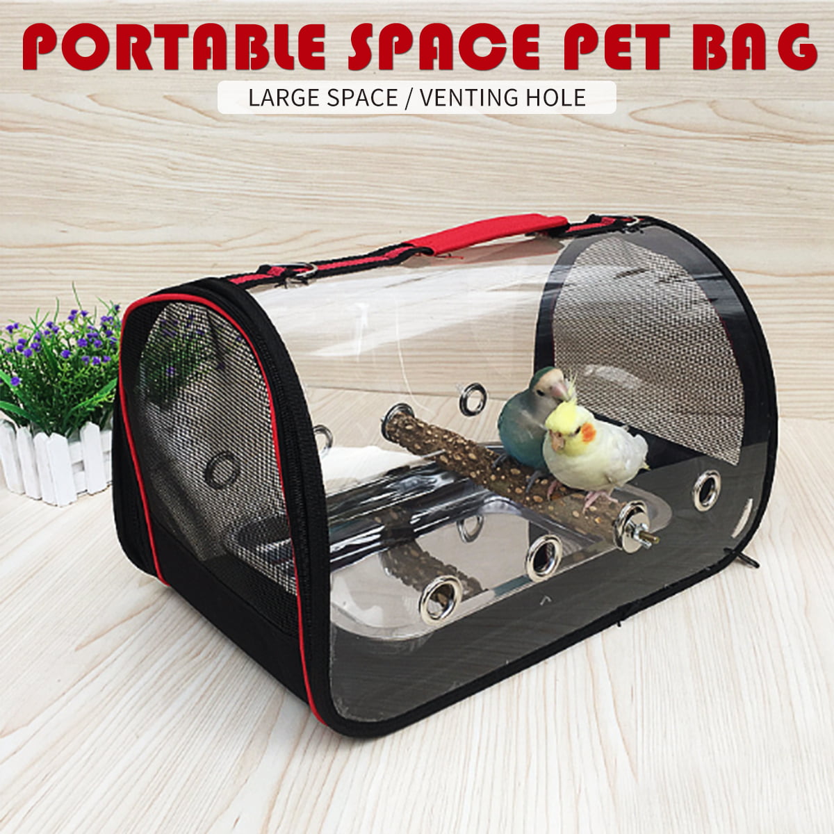 Transparent Pet Backpack Parrot Carrier Cage Bird Travel