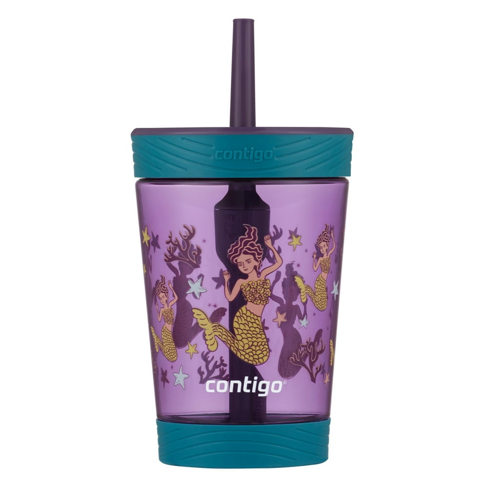 Contigo SpillProof Kids Plastic Tumbler with Straw, 14 oz., Eggplant