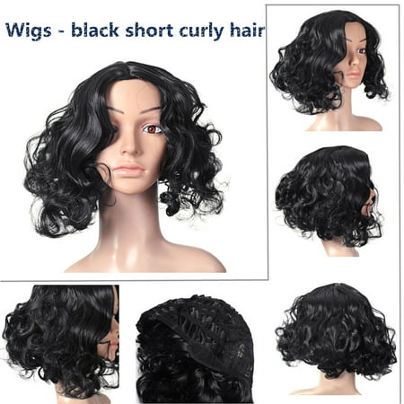 Bob Wig Short Curly Wavy Natural Looking Glueless Full Wigs