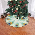 thumbnail image 2 of FMSHPON Watercolor Peacock Feather Xmas Christmas Tree Skirt Stand Mat for Holiday Party Decoration Indoor Outdoor 36 inches, 2 of 3