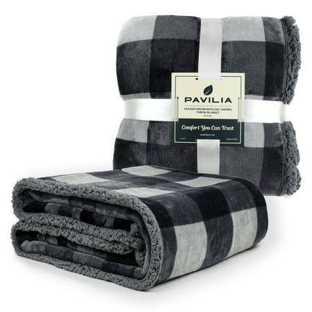 Pavilia Holiday Premium Plush Sherpa Throw Blanket | Super Soft, Warm, Cozy, Plush Microfiber | Perfect Gift Idea For The Holidays | 50 x 60 Inches