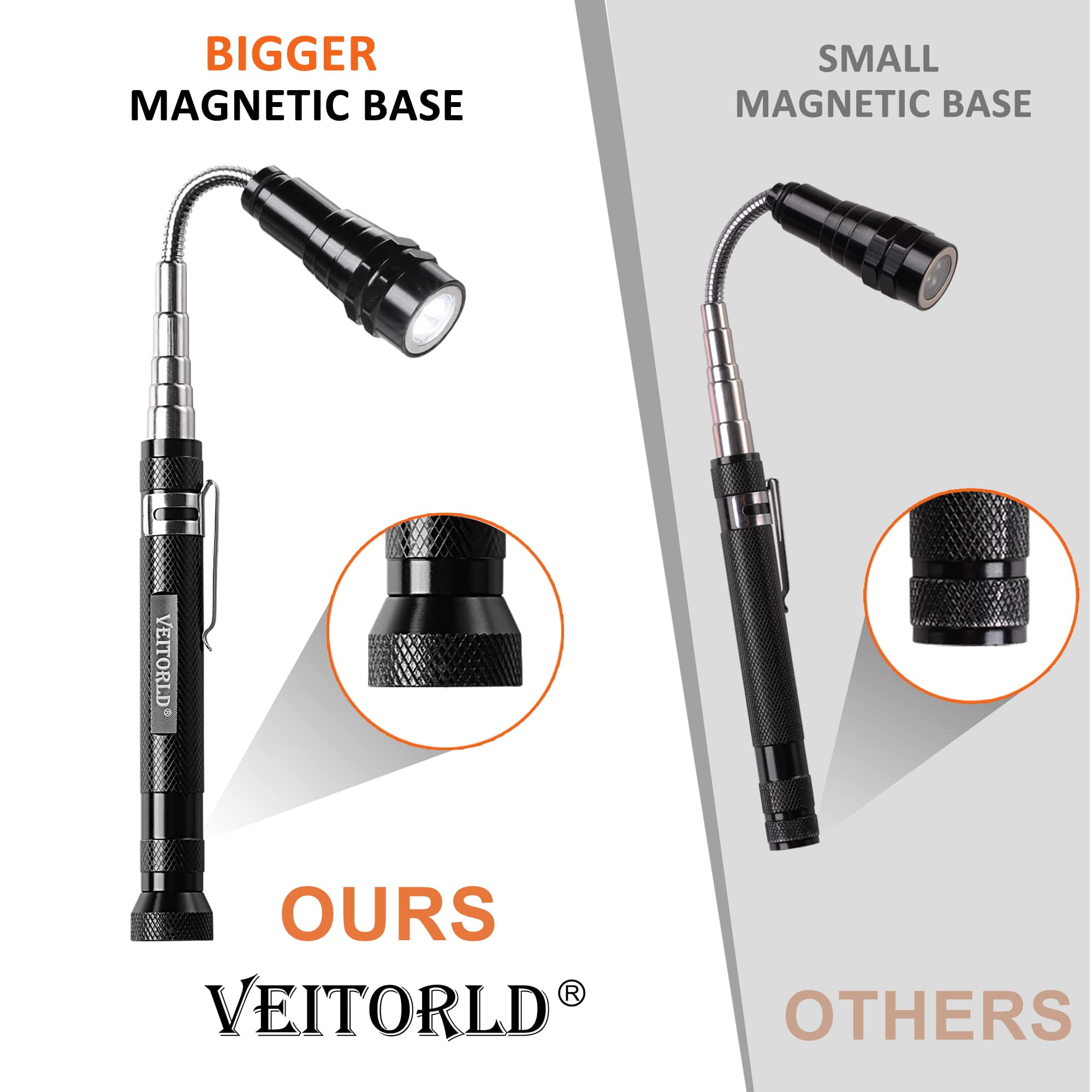 Veitorld Extendable Magnetic Flashlight, LED Telescoping Magnet Pickup Tool, Anniversary Birthday Gifts Idea for Men Dad Husband Women Grandpa Brother Boyfriend, Cool Gadgets Stuff
