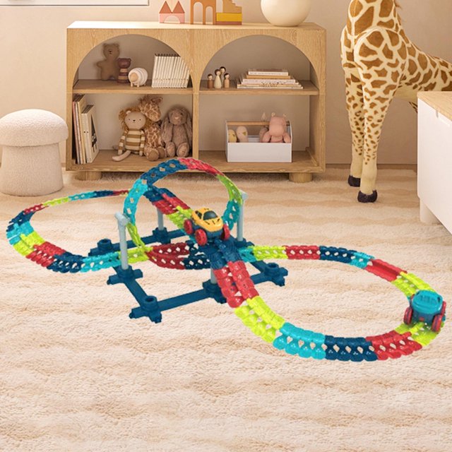 Pistas de coches eléctricos para niños, juego de pistas de imaginación, juguete para niños 170 piezas con soporte