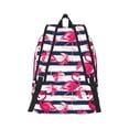 thumbnail image 3 of Daiia Dark Blue Stripes and Flamingos Vintage Canvas Backpack for Men and Women ,Hiking Backpack,Travel Laptop Bag for School,Large Capacity Backpack, 3 of 8
