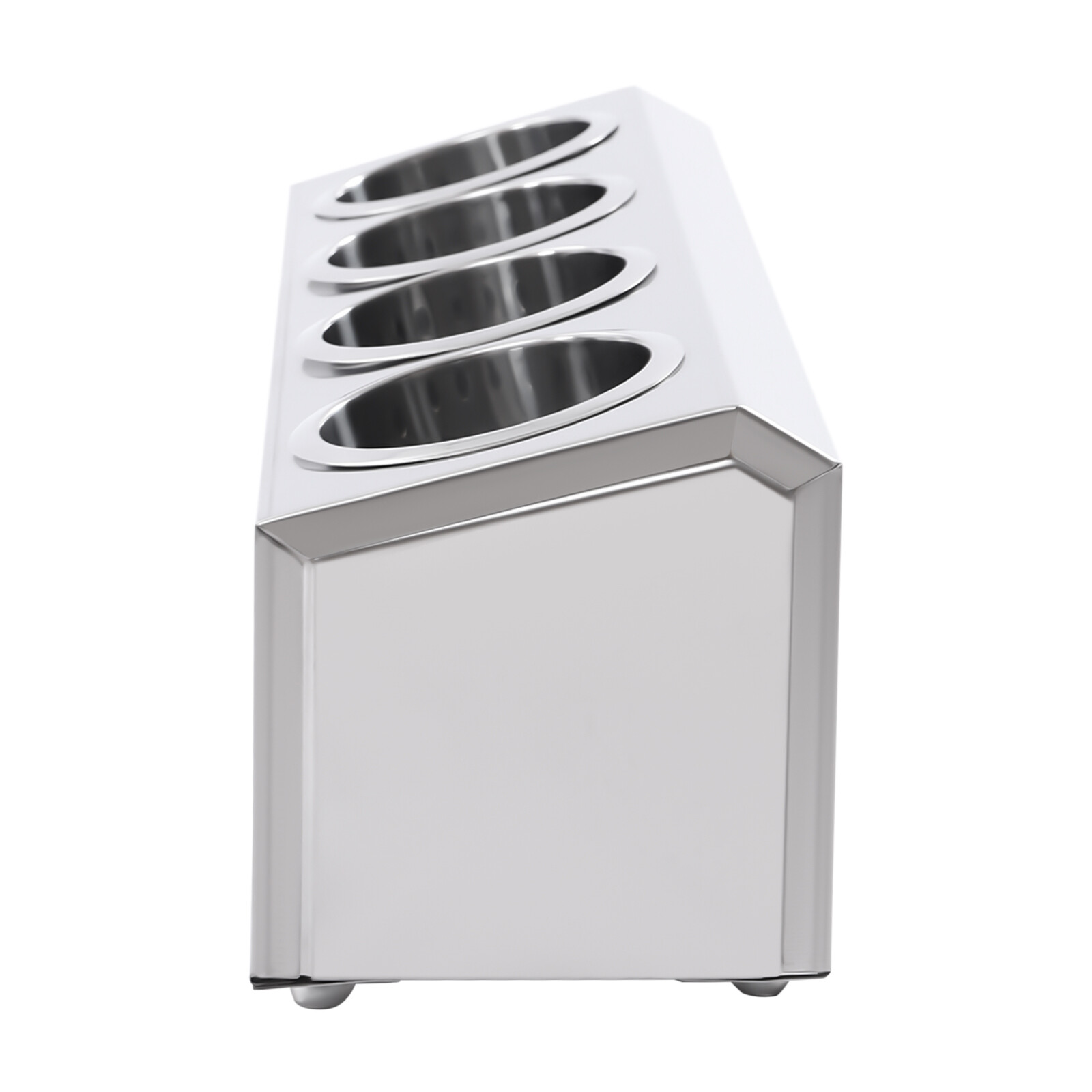 Commercial 4-Hole Stainless Steel Cylinder Flatware Silverware Utensil Holder Organizer Caddy, Detachable Countertop Utensil Dispenser for Forks Spoons Knives for Restaurant Kitchen Buffet