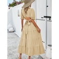 thumbnail image 5 of Yesfashion Shirt Dresses for Women 2025 V Neck Ruffle Short Sleeve Loose Casual Flowy Summer Shift Dress, 5 of 6