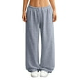 thumbnail image 2 of Cyglowse Wide Leg Pants for Women Baggy Low Rise Sweatpants with Pockets Lounge Pants Drawstring Waist Casual Loose Yoga Pants Comfortable Elastic Waistband Sweatpant Light Gray S, 2 of 7