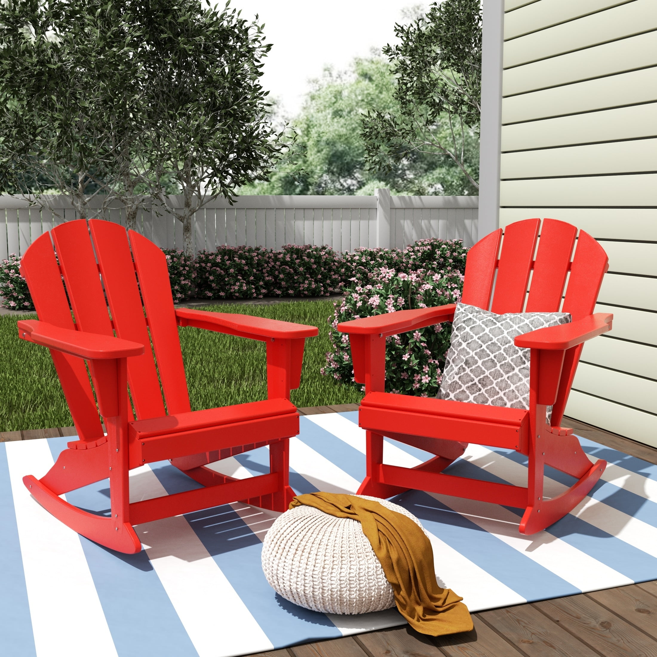 Polytrends  Laguna Hdpe All Weather Outdoor Patio Rocking Chair (Set of 2) Red