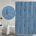 thumbnail image 5 of Navy Blue Ombre Shower Curtain, Waterproof Shower Curtains for Bathroom, Farmhouse Stripes Modern Abstract Art Washable Fabric Bathtub Curtain Set Bath Decor with 12 Hooks Long 72"x84", 5 of 8