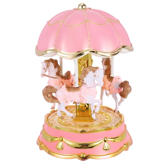 Pink Horse Christmas Birthday Gift Carousel Music Box, Carousel Music Box