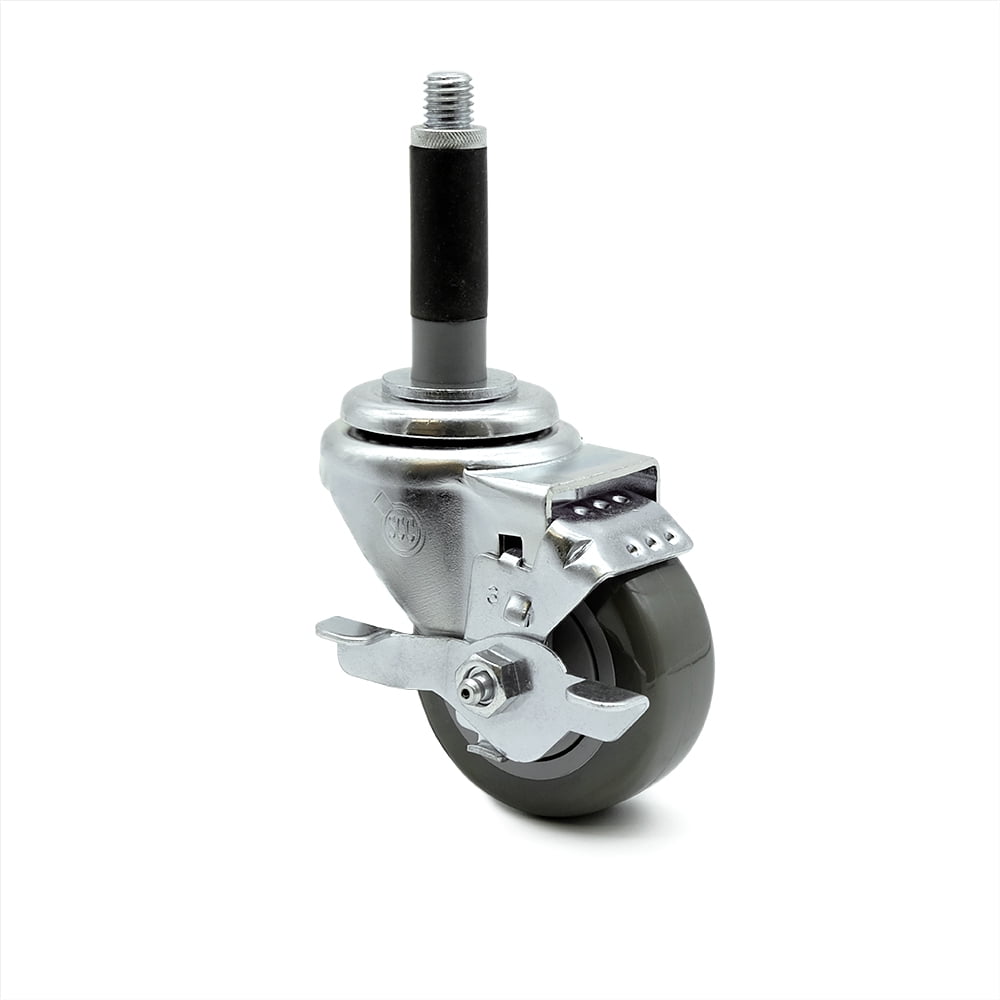 Polyurethane Swivel Expanding Stem Caster w/3" x 1.25" Gray Wheel and 3