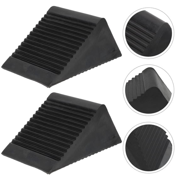 Pawsdot Sturdy Black Rubber Wheel Chock for Car Non-Slip Tire Control 2Pcs
