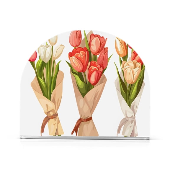 Bunch Of Flowers Napkin Holder for Table Clear Napkin Stand Paper Holder Acrylic Organizer Dispenser Napkins for Dinner Kitchen Restaurant Room