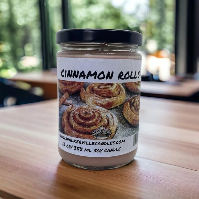 Cinnamon Rolls Vegan Coconut Soy 12 oz/ 355 ml Candle Hand-poured, Eco-friendly, Clean Burning, Bakery, Food, Drink Wood Wick
