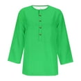 thumbnail image 4 of USNSM Women's Lightweight Tees Casual Button Down Trendy Spring Fall Tops Solid V Neck 3/4 Sleeve T-Shirts Green XXL, 4 of 4