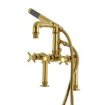 Kingston Brass AE6407DX Concord 7" Center Deck-Mount Clawfoot Tub Faucet with Hand Shower, Brushed Brass