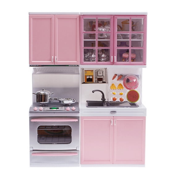 Mini juego de juguetes de cocina moderna con luces y sonidos para Rosado Sunnimix Modern Kitchen Toys