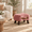 Pink, variant on Pink Wooden Padded Foot Stool Ottoman with Handle for Living Room Bedroom