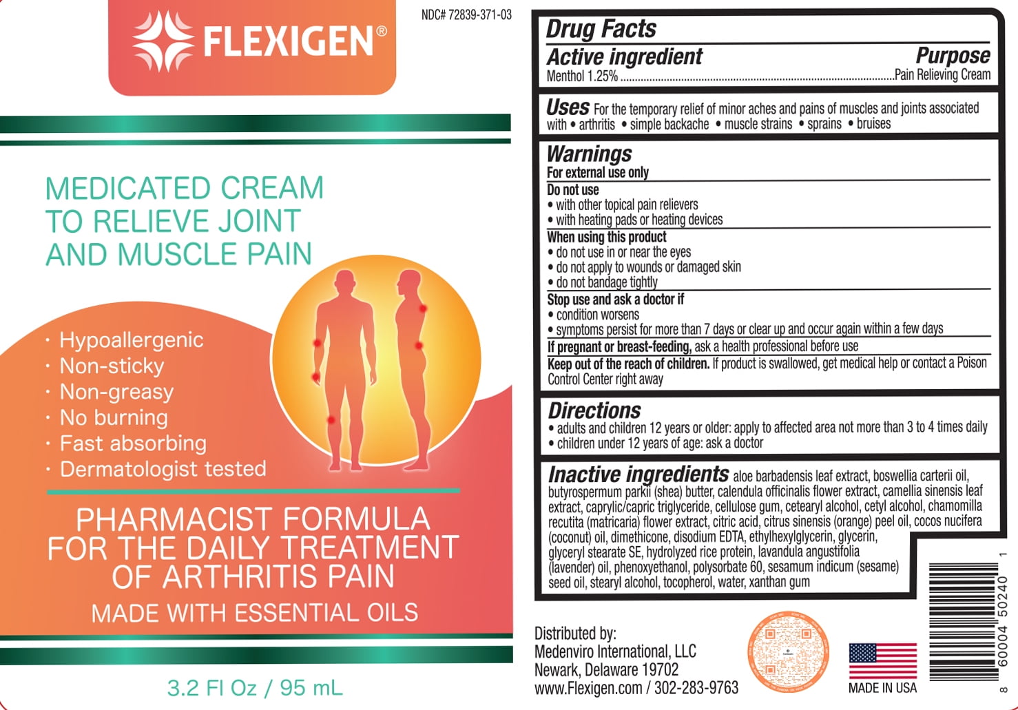 Flexigen Pain Relief Cream with Frankincense for Arthritis, Joint & Muscle Support, Airless Pump, 3.2 oz