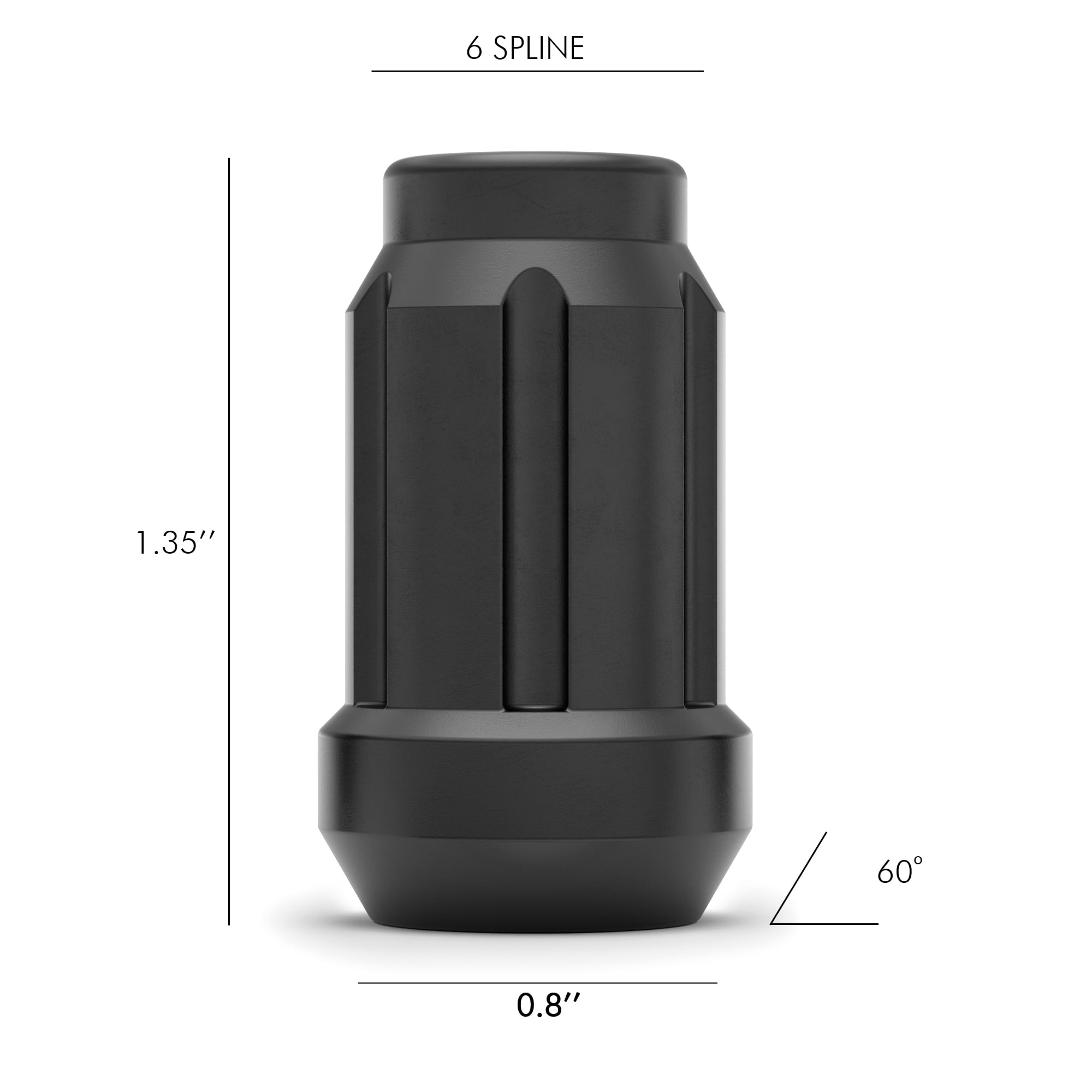 White Knight 953807MBT Matte Black M12 x 1.50 Spline Lug Nut, 20 Pack