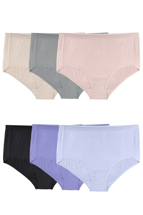 Fit for Me by Fruit of the Loom Women's Plus Size Microfiber Brief Underwear, 6-Pack
