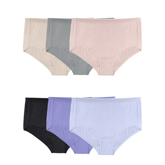 Fit for Me by Fruit of the Loom Women's Plus Size Microfiber Brief Underwear, 6-Pack