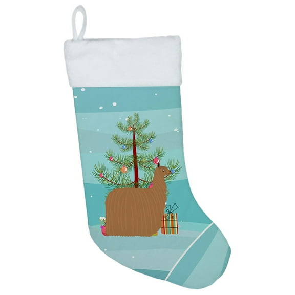 Caroline's Treasures Alpaca Suri Multi-color Christmas Stocking, with Soft Suede Fabric 18"