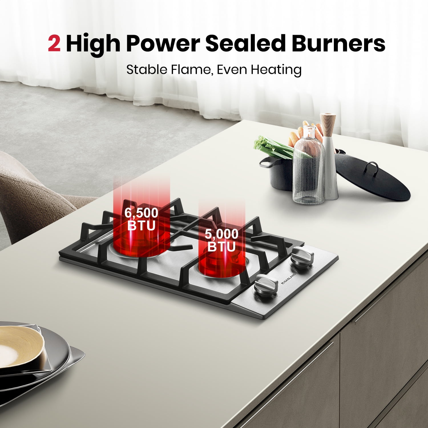 Gasland Chef 12" Built-in Gas Cooktop 2 Burner Gas Stove Top, NG/LPG Convertible, Stainless Steel