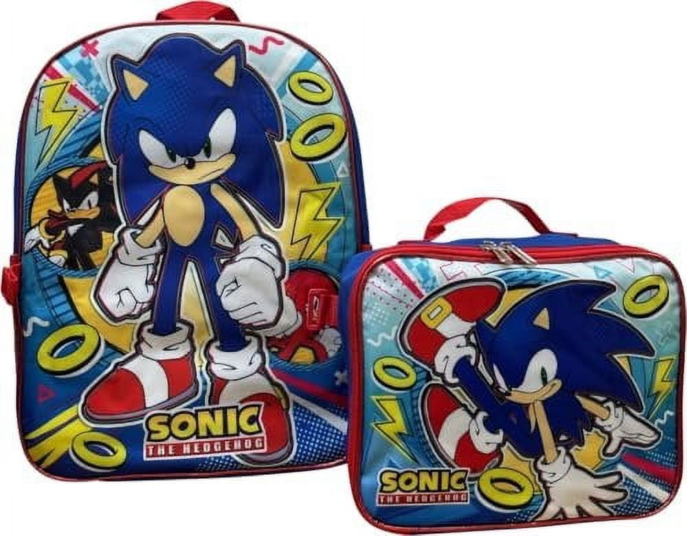 Ruz Sonic The Hedgehog 16 Inch Backpack With Detachable Matching Lunch Box Sonic III