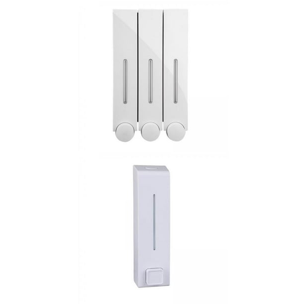 Dispensadores de jabón manuales de pared, dispensador de desinfectante de plástico para baño Blanco 4 piezas