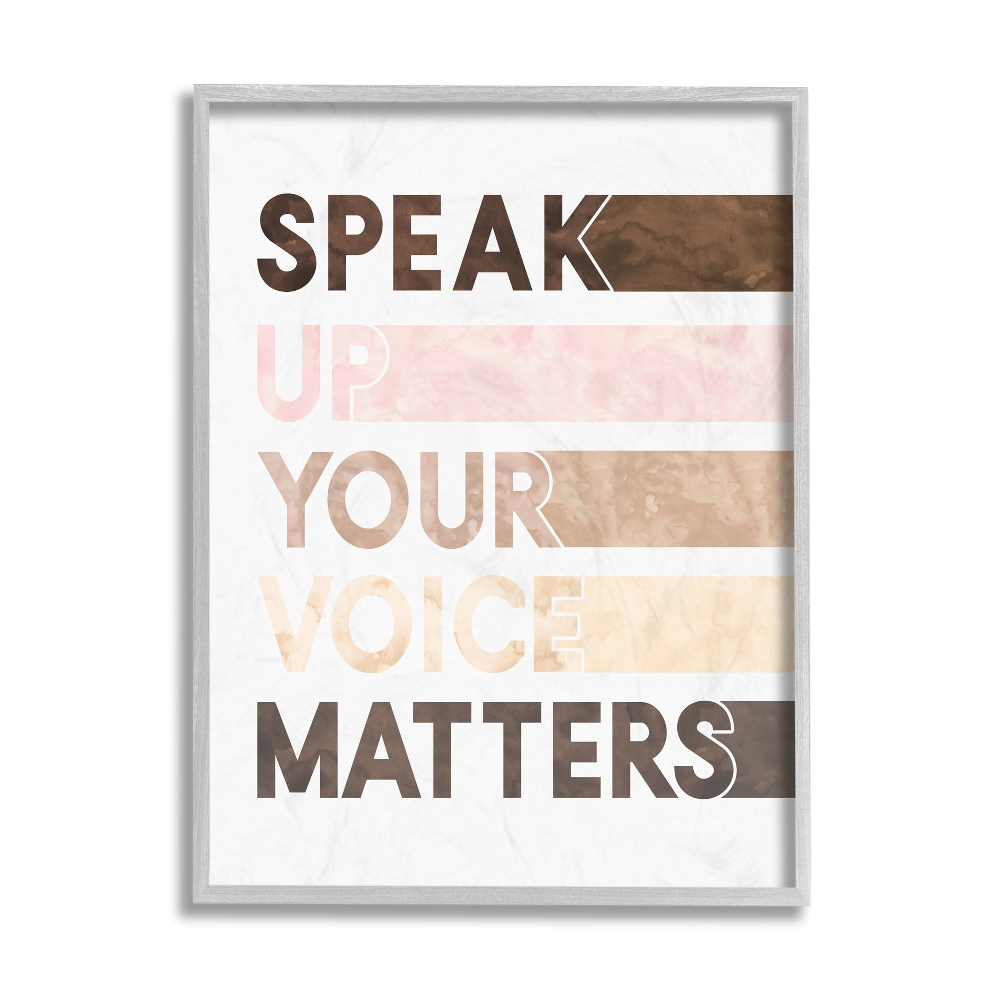 Stupell Industries Your Voice Matters Phrase Equality Inspirational Typography Painting Black Framed Art Print Wall Art, 24 x 30