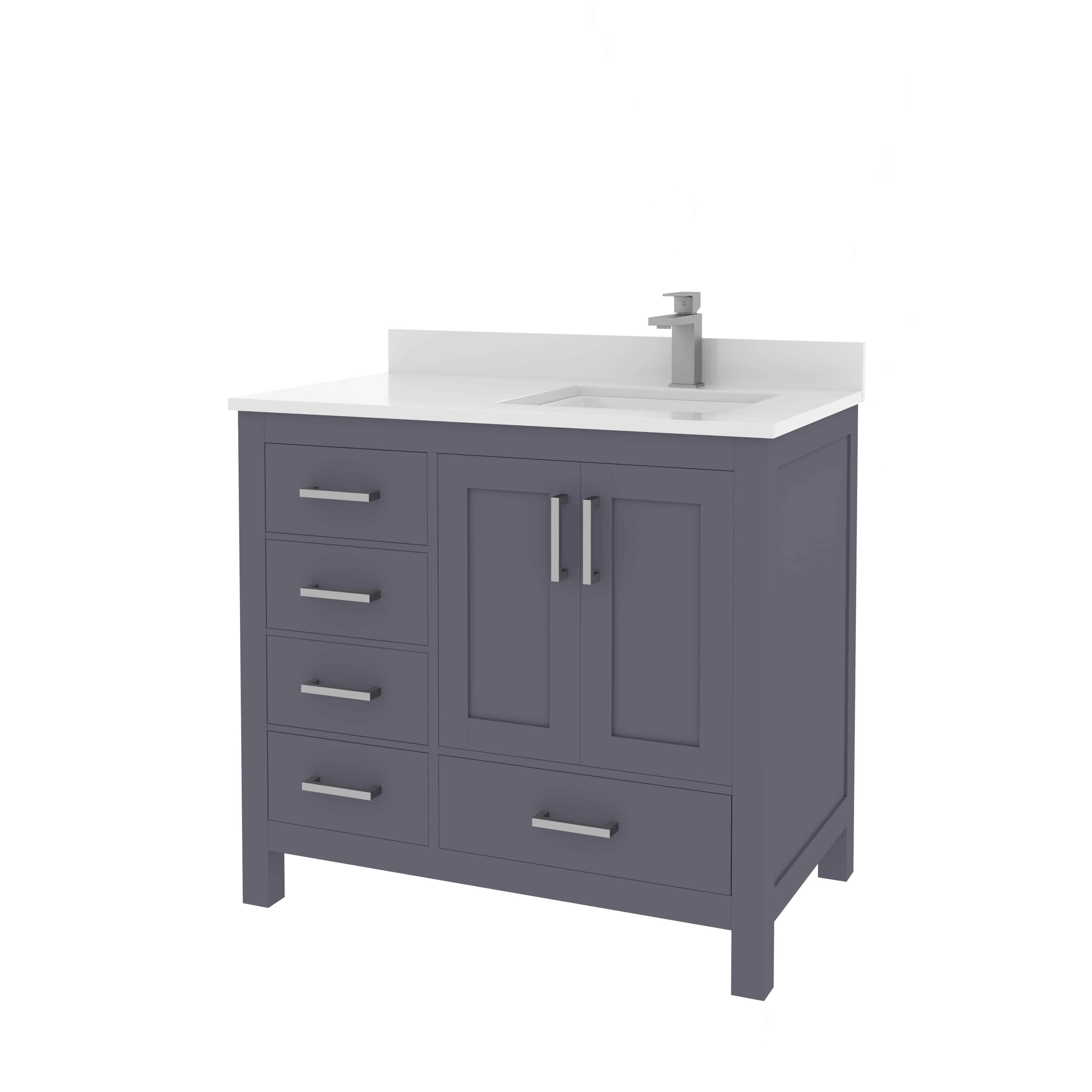 akoanグレー36 Ayna Decors Rooh 36 Inch Charcoal Grey Bathroom Vanity