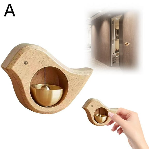 Bell for Door Opening, Magnetic Type Bird Shape Crisp Sound Wooden Bell, Entry Doorbell Gate Bell Chime with Brass Bell, Hanging Bell for Door Entrance Fridge Shop