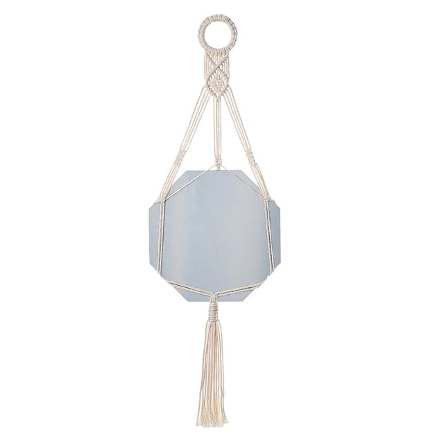Yuarrent Espejo para colgar en la pared Boho Macrame Bohemian Geometric Woven Octagon Tapestry Mirror Decoración del hogar Colgante Props para Decoración del hogar Yuarrent HA019434-00