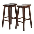 thumbnail image 2 of PJ Wood Classic Saddle Seat 29-Inch Tall Counter Stools, Walnut (Set of 4), 2 of 9