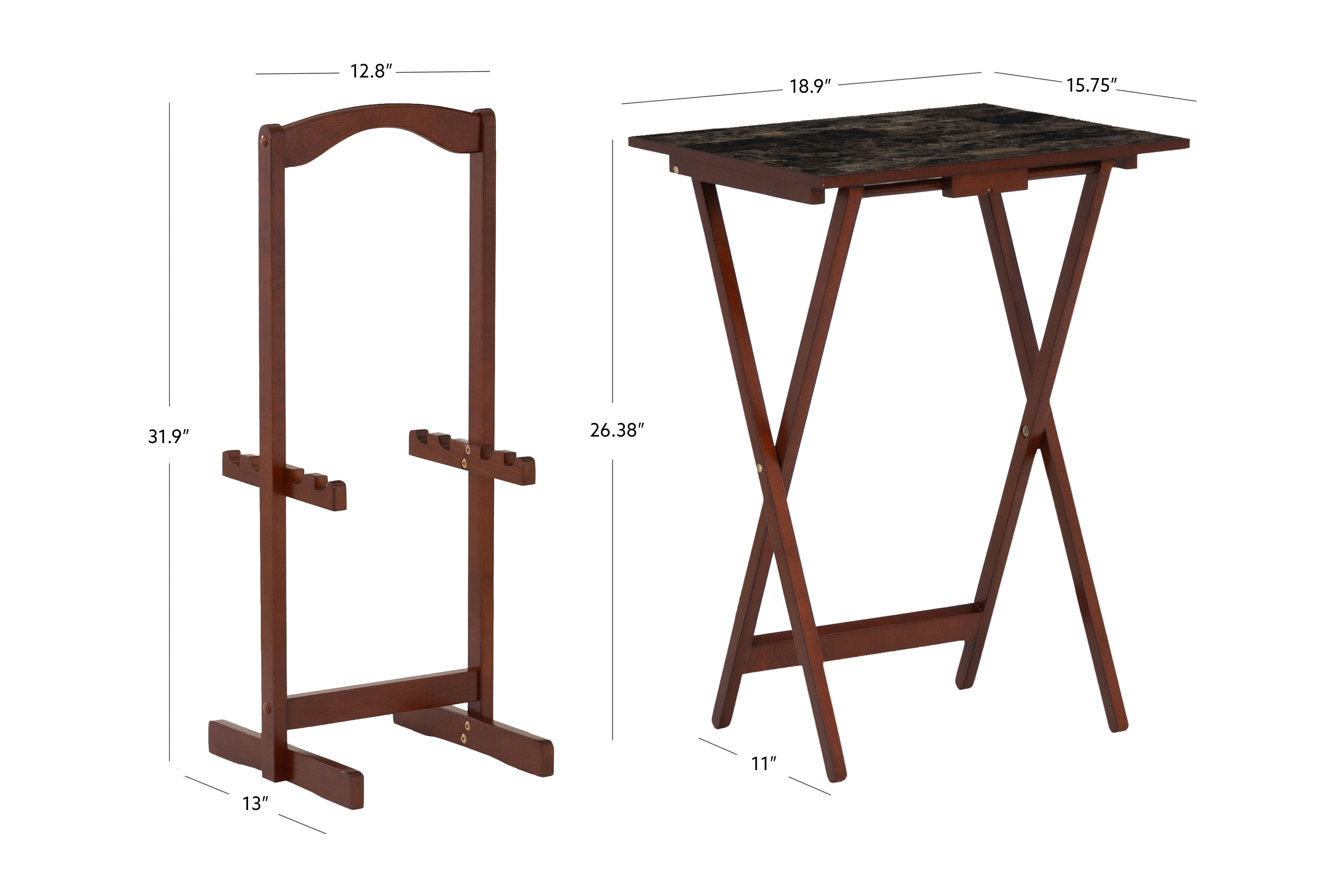 Hazel Grove Holton 5-piece Faux Marble Folding TV/ Snack Tray Table Set, Espresso