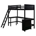 thumbnail image 4 of Twin Size Loft Bed with 3 Storage Shelves and Built-in Desk, Wooden Loft Bed Frame with Convertible Ladder and Guardrails, No Box Spring Needed, Espresso 78.1"L x 41.8"W x 72"H, 4 of 7