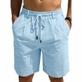 thumbnail image 4 of WIZUTIZ Mens Linen Shorts Summer Vacation Linen Beach Shorts with Pockets Casual Baggy Lightweight Yoga Lounge Boho Short, 4 of 5