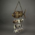thumbnail image 5 of Large Woven Rattan Fish Shaped Capiz Shell Wind Chime 31 Inches High, 5 of 5