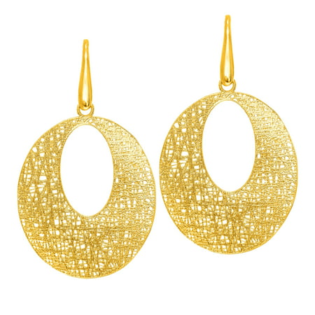 IcedTime - 14K Yellow Gold 24mm Textured Small Open Oval Shape Earrings ...