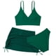 thumbnail image 1 of REDARER Girls' 3-Piece Swimsuit Set with Bikini, Ruched Cover-Up & Wrap Skirt – Plain Design for Summer, Beach, and Pool,Size 9-10 Years, 1 of 5