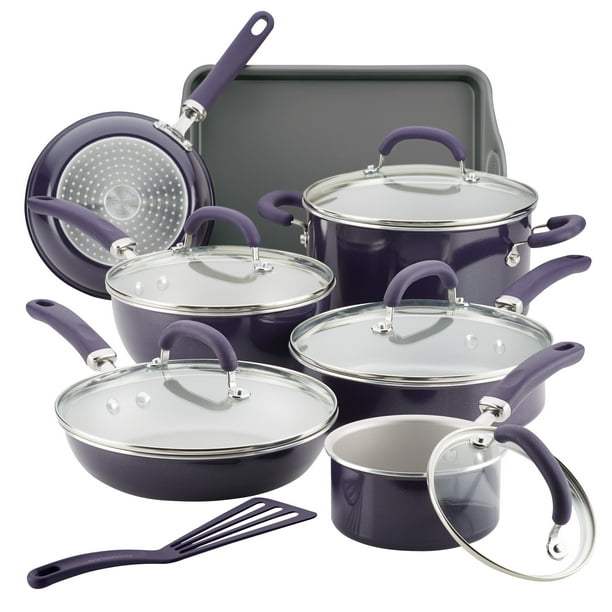 Rachael Ray 13 Pc Create Delicious Aluminum Nonstick Cookware Set, Purple Shimmer