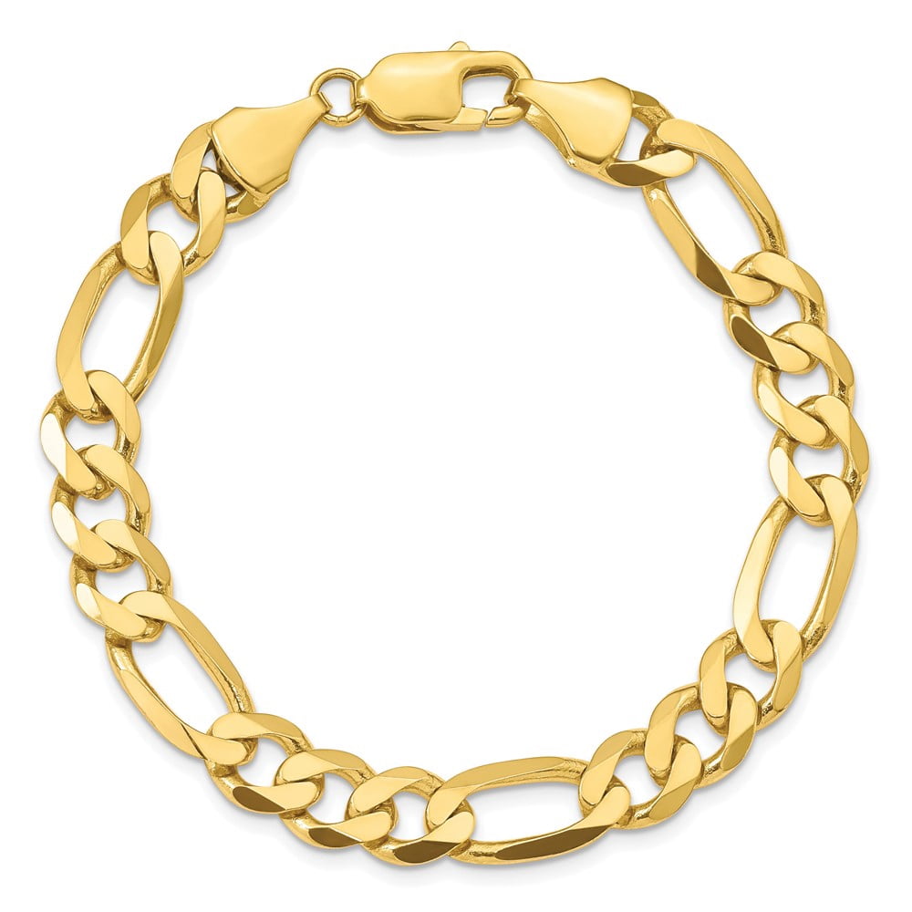 10k Yellow Gold Anklet 9 inch 8.75 mm Concave Open Figaro Chain