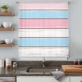 thumbnail image 5 of Pink Blue Wood Grain Sheer Curtains 45 Inches Long, Modern Colorful Striped Light Filering Curtains, Breathable Simi Curtain Privacy Drapes for Kitchen Bathroom Lightweight Small Window Treatment, 5 of 9