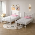 thumbnail image 2 of VECELO 2-Piece Twin Metal Bed Frame for Kids Teens Bedroom, Heavty Duty Mattress Foundation, No Box Spring Needed, White, 2 of 8