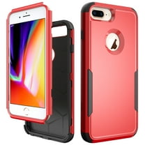 Defender Case Compatible with iPhone 7 Plus/ iPhone 8 Plus Case, Hybrid Heavy Duty Military Grade Full-Body Drop Shockproof Dustproof 3-Layers Rugged Protective Phone Cover, Red