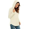 thumbnail image 6 of TARAINYA Women's Long Sleeve V Neck Waffle Weave Drawstring Hoodie Pullover, 6 of 8