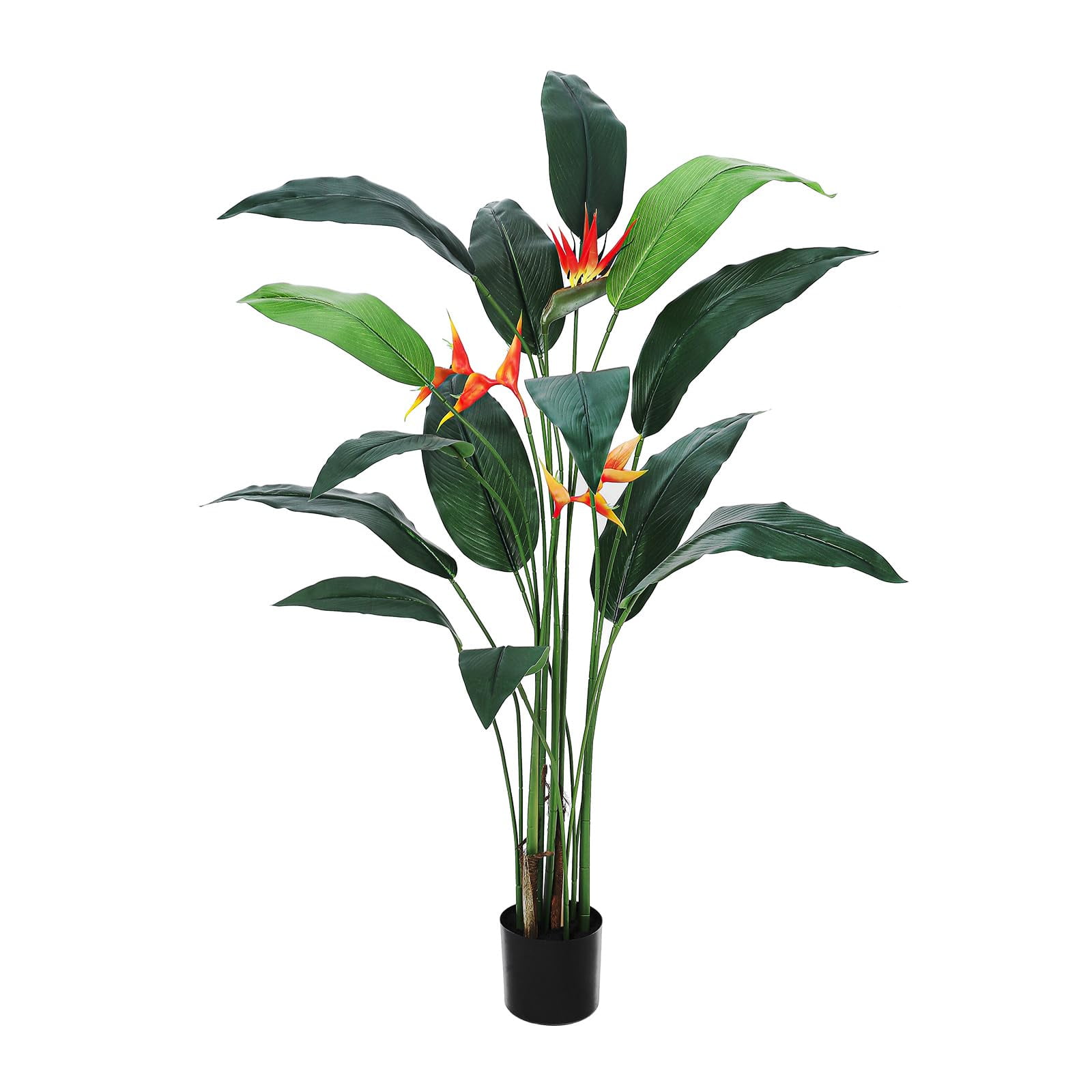 Artificial Bird of Paradise Plant 6FT(72in) FakeTree for Indoor Outdoor Modern Decor Faux Plants for Home Office Perfect Housewarming Gift with 17 Trunks Faux Leaves and 3 Faux Flowers