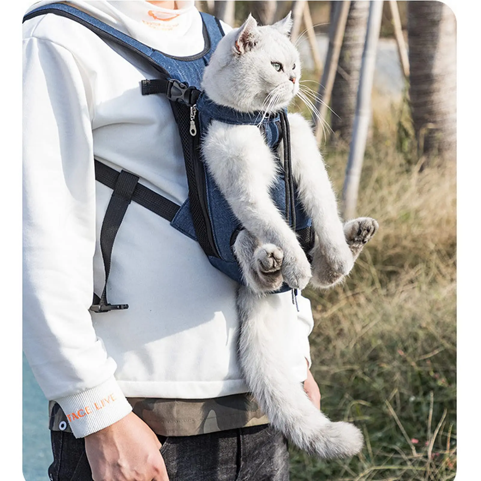 Pet Carrier Backpack, Adjustable Pet Front Cat Dog Carrier Backpack Travel Bag, Legs Out, Easy-Fit for Traveling Hiking Camping for Small Medium Dogs Cats Puppies